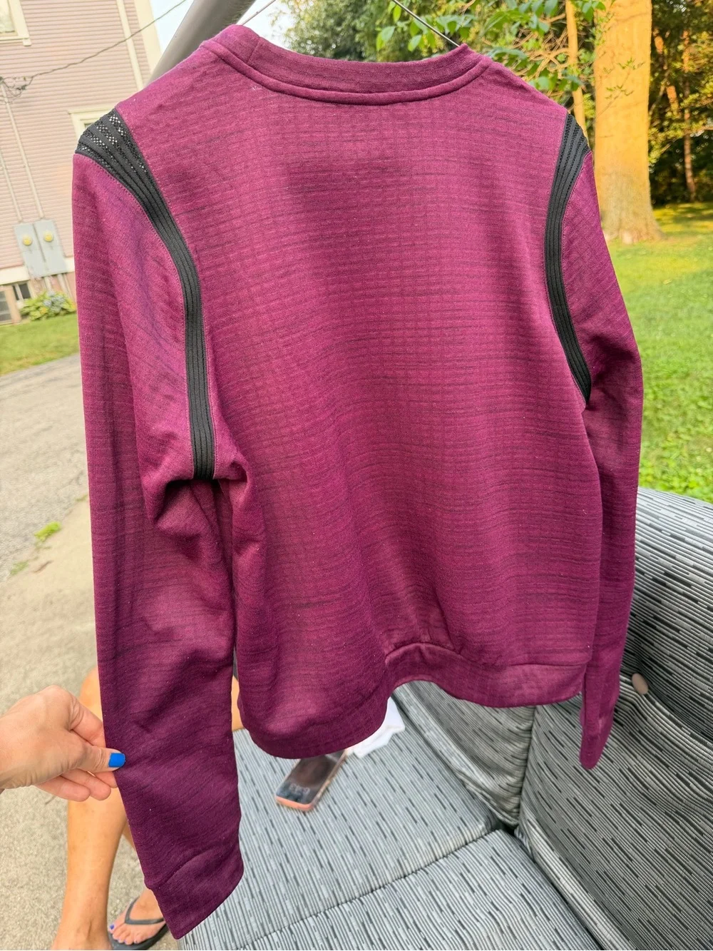 Nike Dri-FIT Women's Crew Sweatshirt in Plum with Black Shoulder Accents